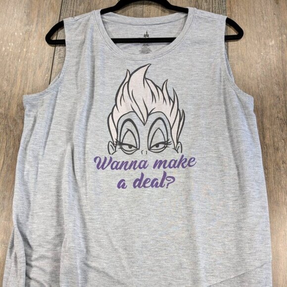 Disney Tops - Disney Tank Top Womens XL Gray Sleeveless Asymmetrical Villians Ursula Graphic